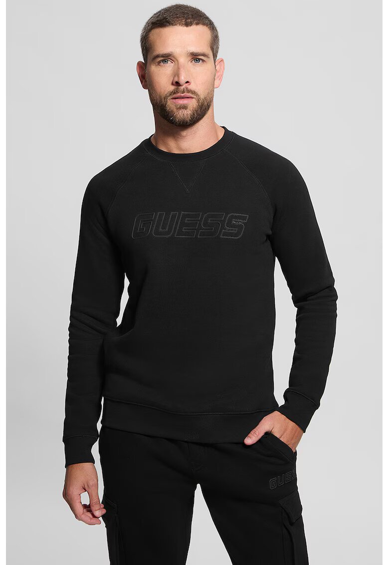 GUESS Bluza de trening cu decolteu la baza gatului - Negru
