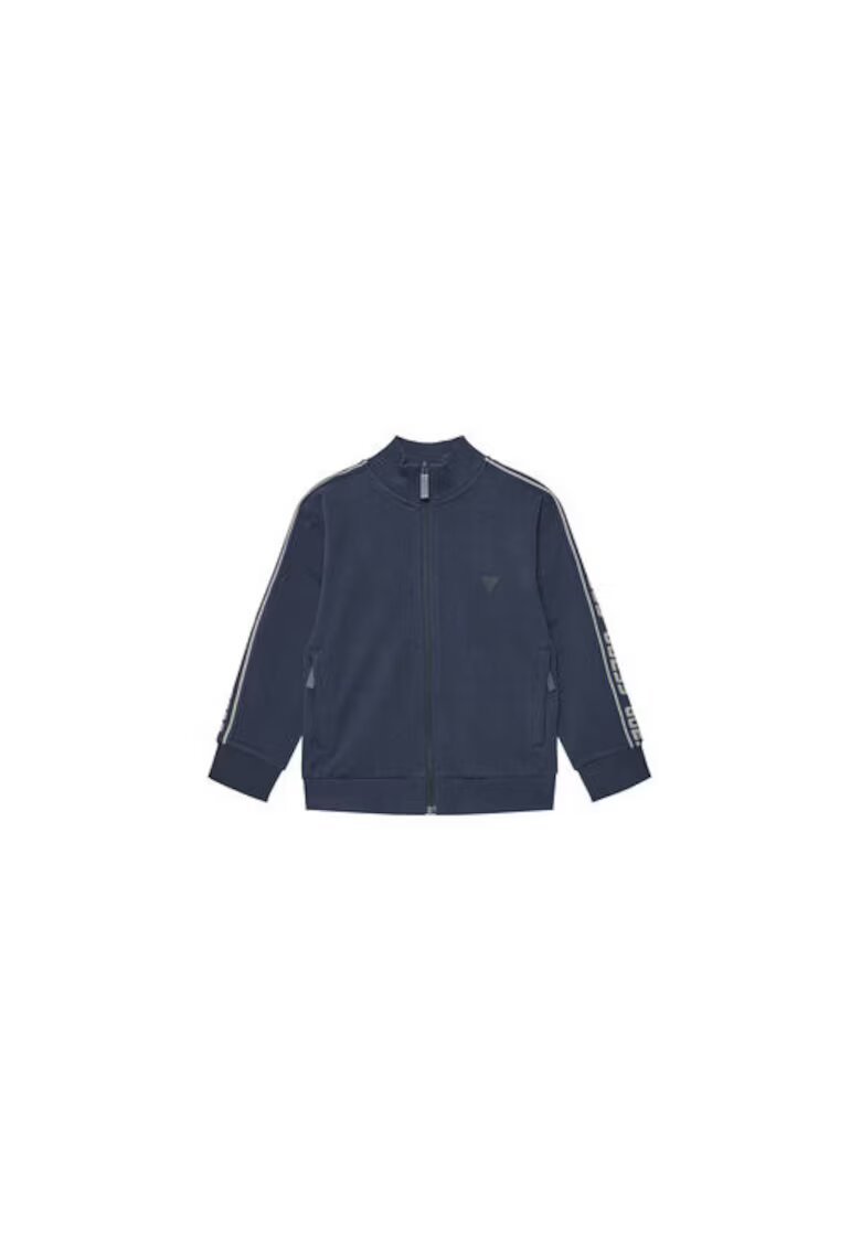 GUESS Bluza de trening cu fermoar si benzi cu logo pe maneci