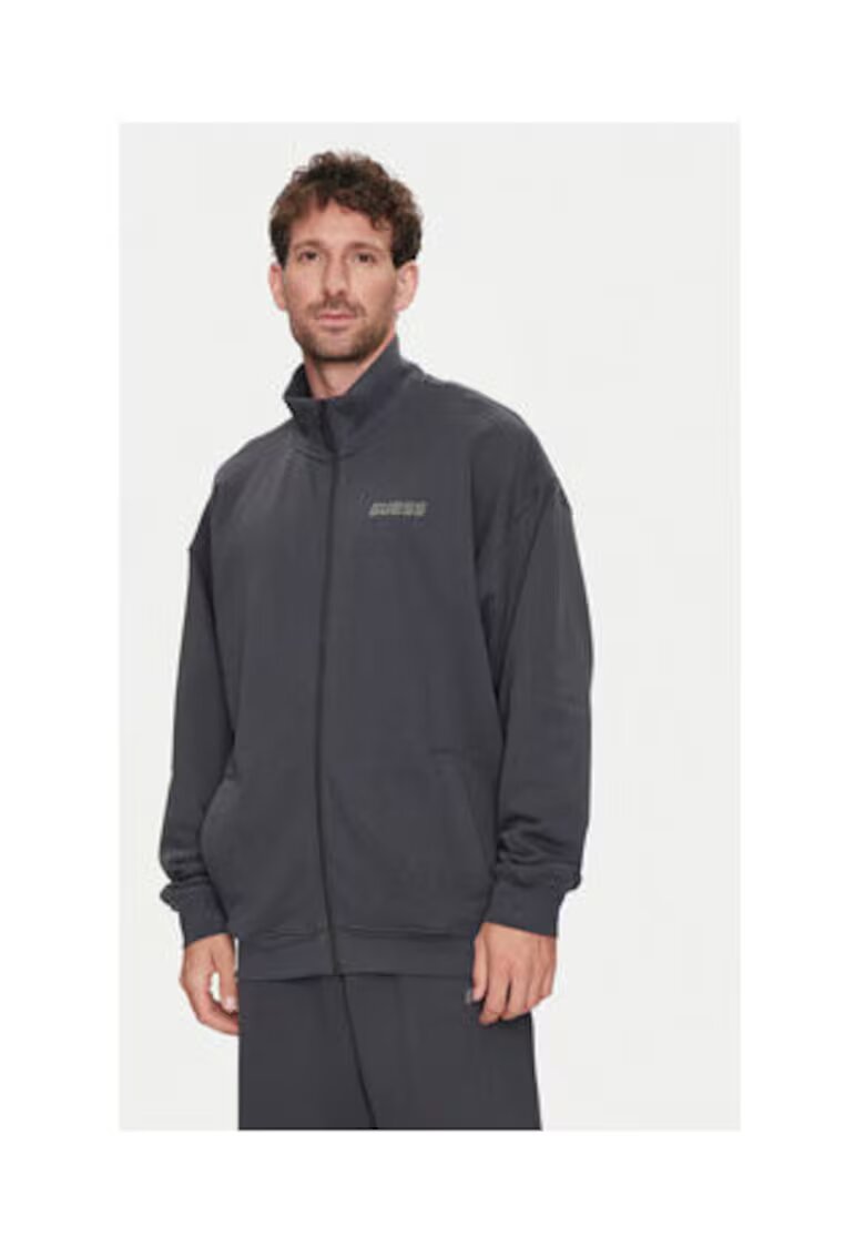 GUESS Bluza de trening cu logo si fermoar