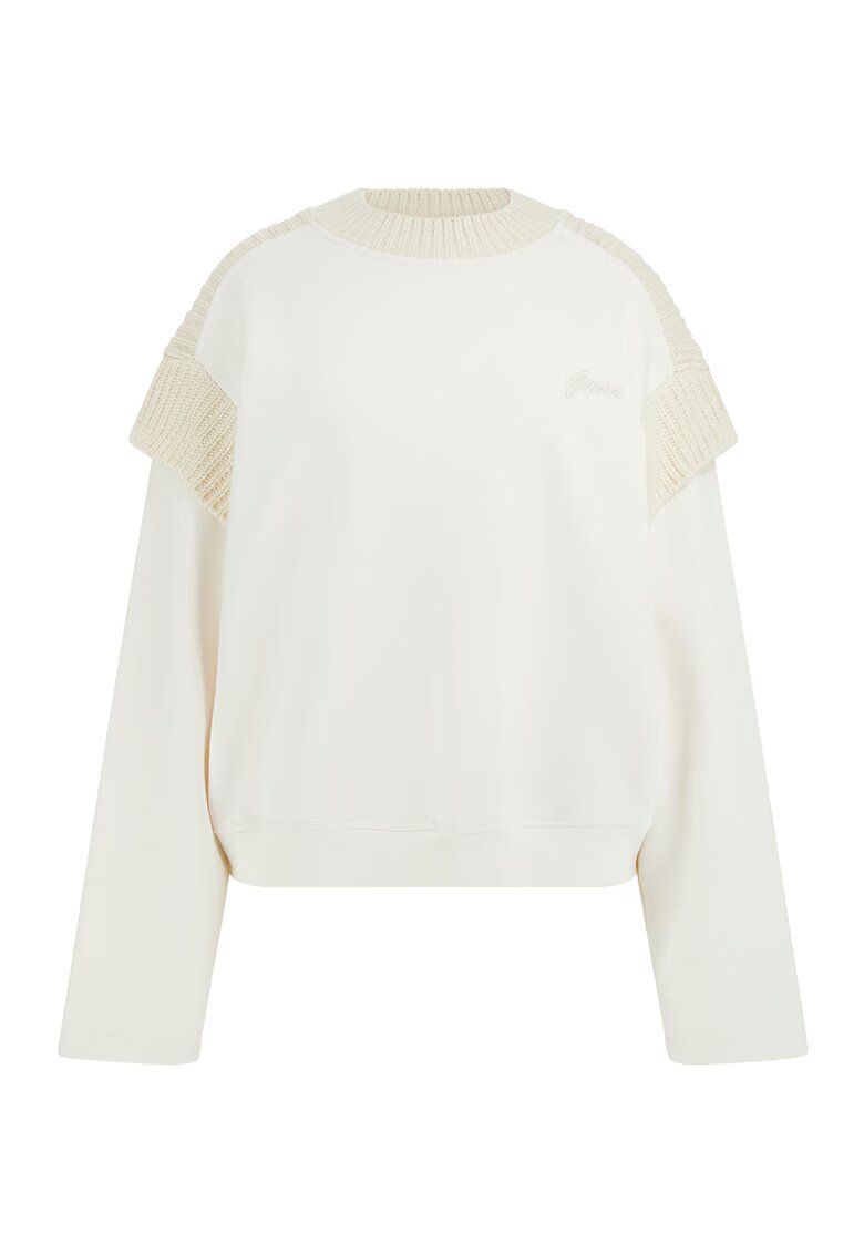 GUESS Bluza de trening cu segmente tricotate - pentru fitness - Alb murdar