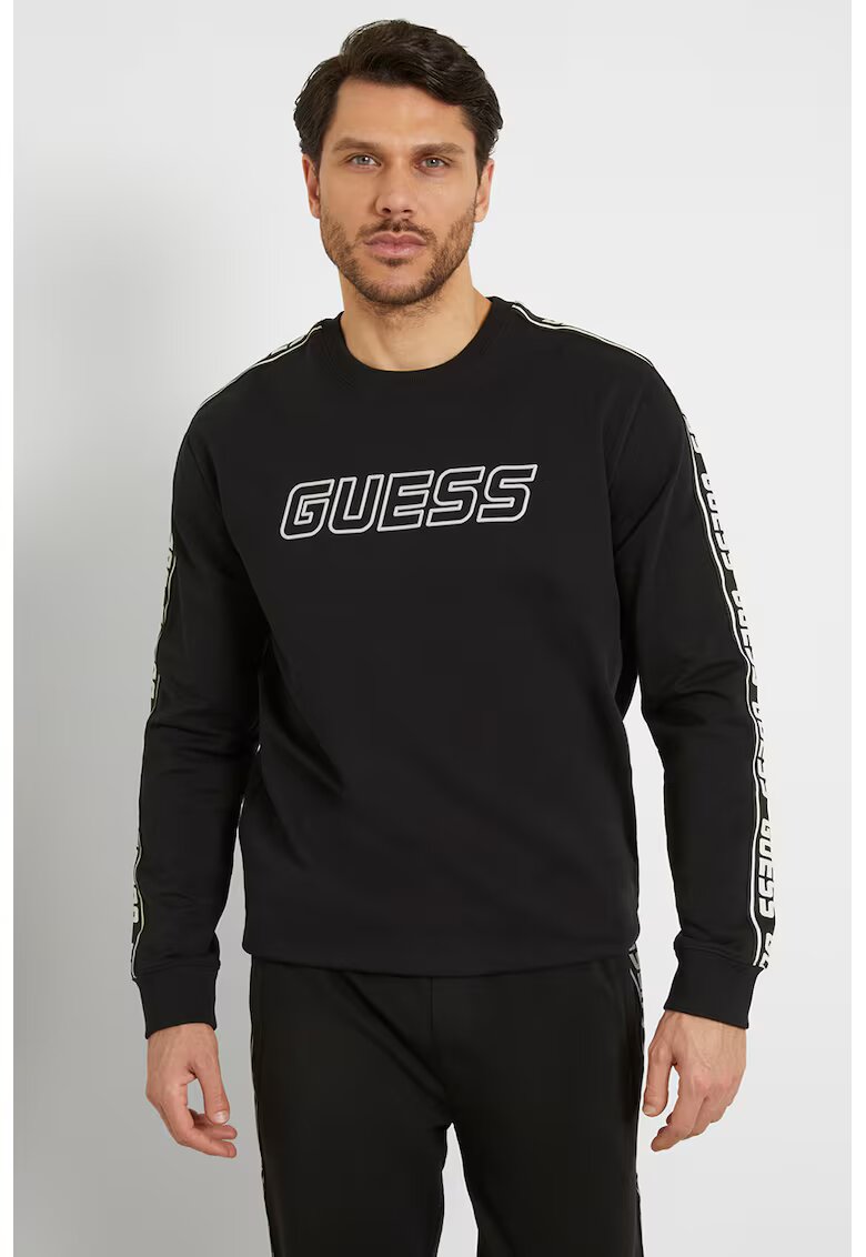 GUESS Bluza de trening din bumbac cu segmente logo - Negru