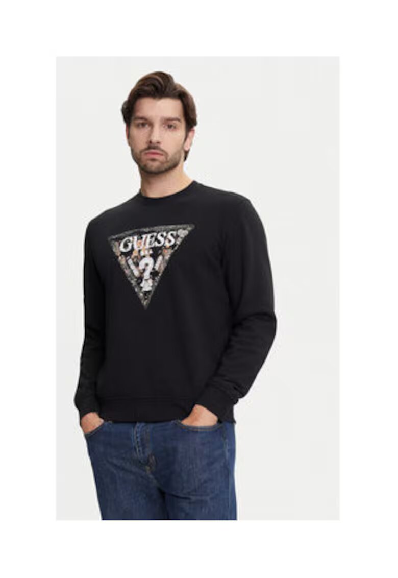 GUESS Bluza din amestec de bumbac cu logo