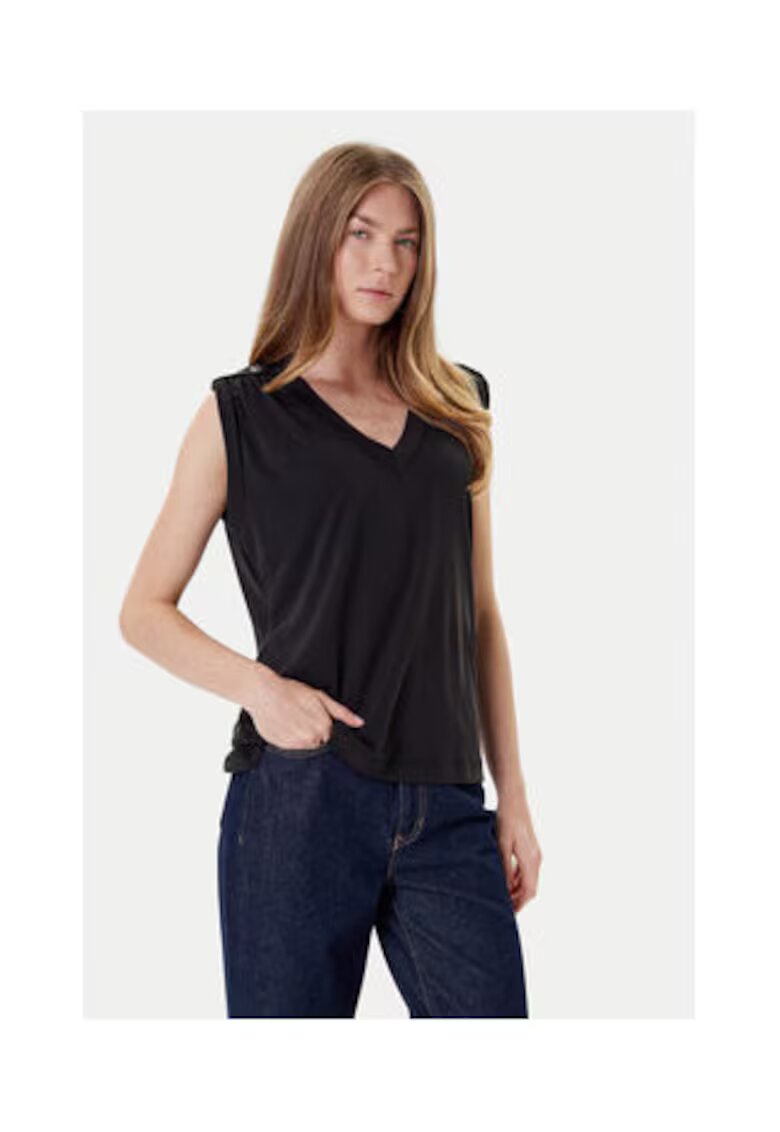 GUESS Bluza din amestesc de modal cu decolteu in V - Negru