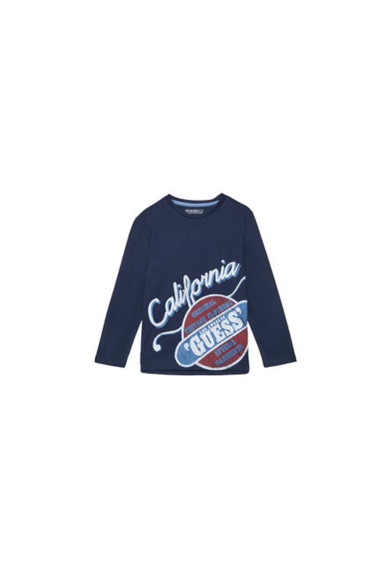 GUESS Bluza din bumbac organic cu maneci lungi si model logo