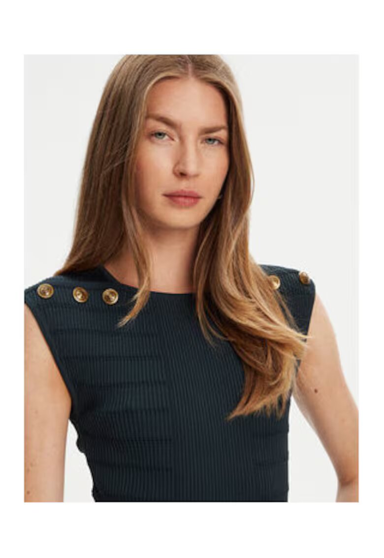 GUESS Bluza din tricot cu striatii si nasturi decorativi pe umeri - fara maneci