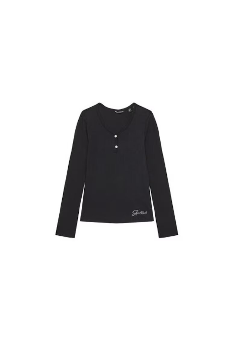 GUESS Bluza din viscoza cu decolteu in V si nasturi - Negru