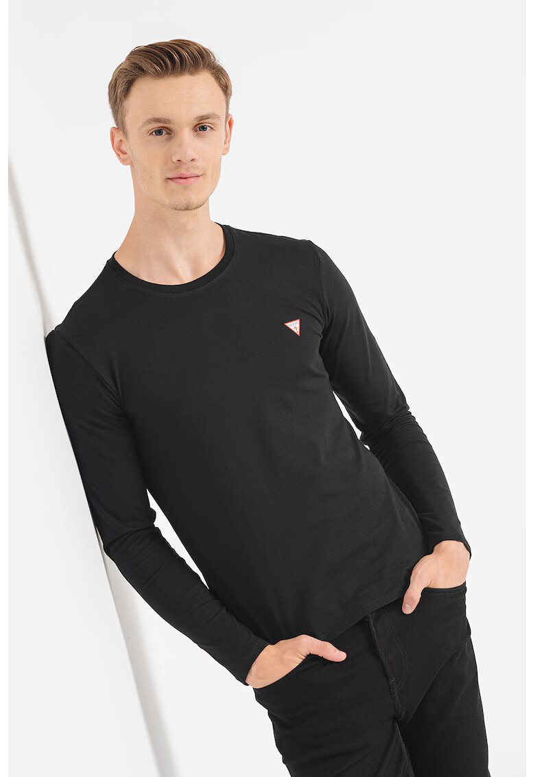 GUESS Bluza slim fit cu logo discret - Negru