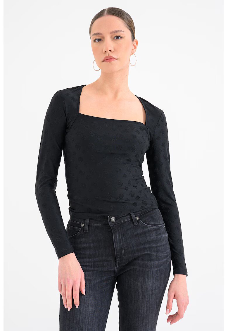 GUESS Bluza slim fit din jacquard - Negru