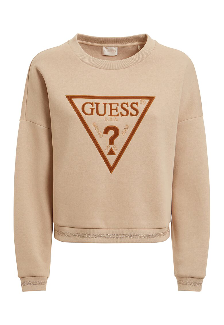 GUESS Bluza sport cu decolteu la baza gatului si logo supradimensionat - Piersica