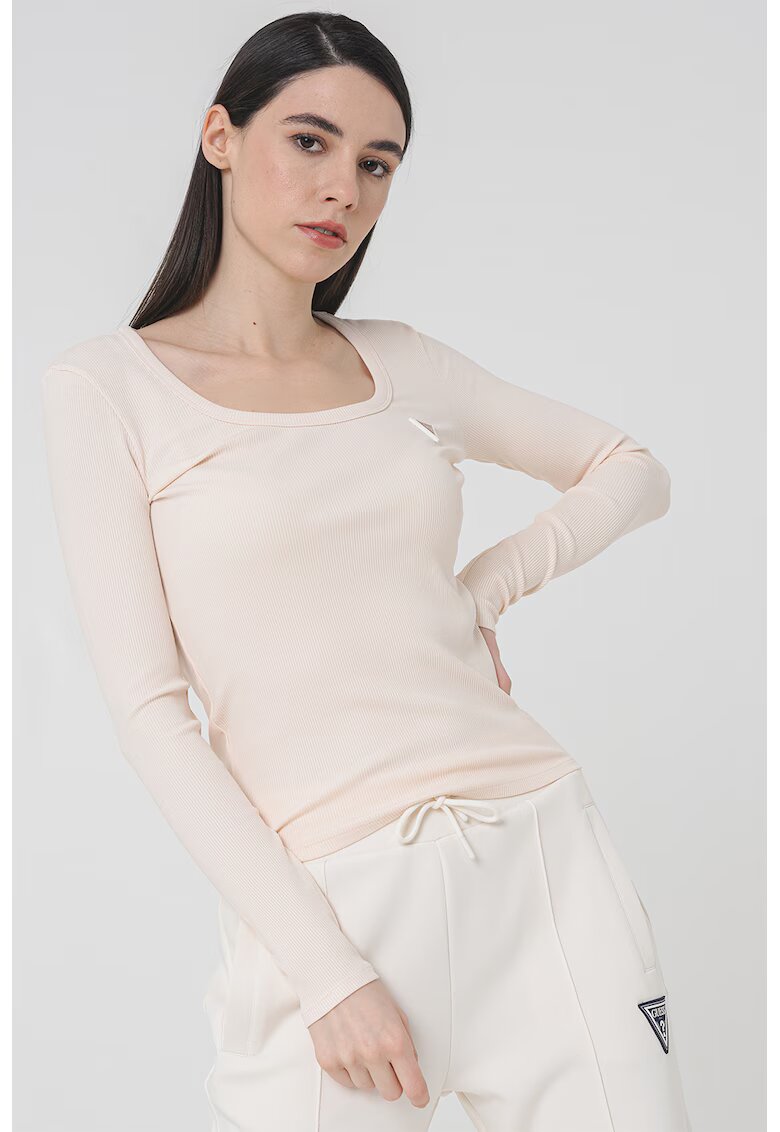 GUESS Bluza striata pentru fitness - Piersica