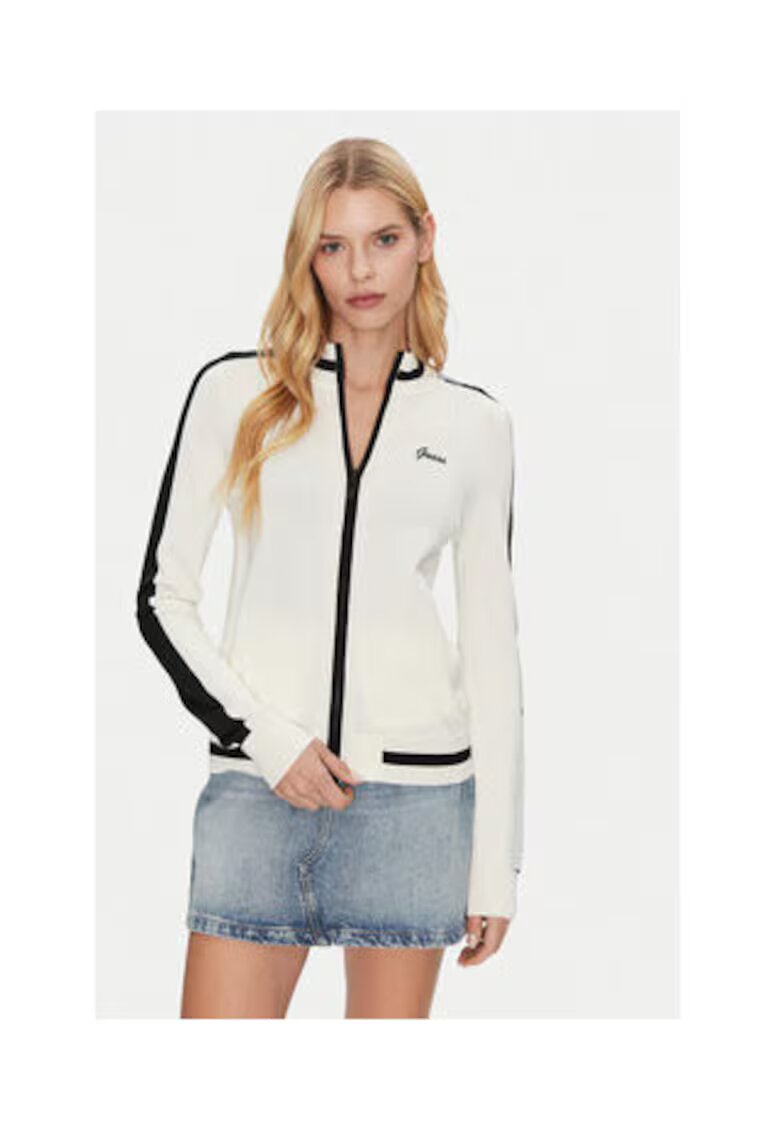 GUESS Bluzon din tricot cu fermoar si logo