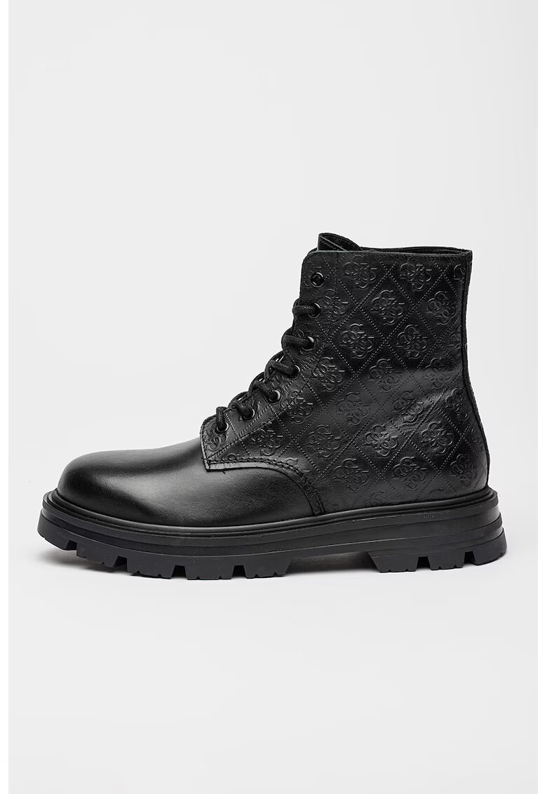 GUESS Bocanci de piele cu monograma - Negru