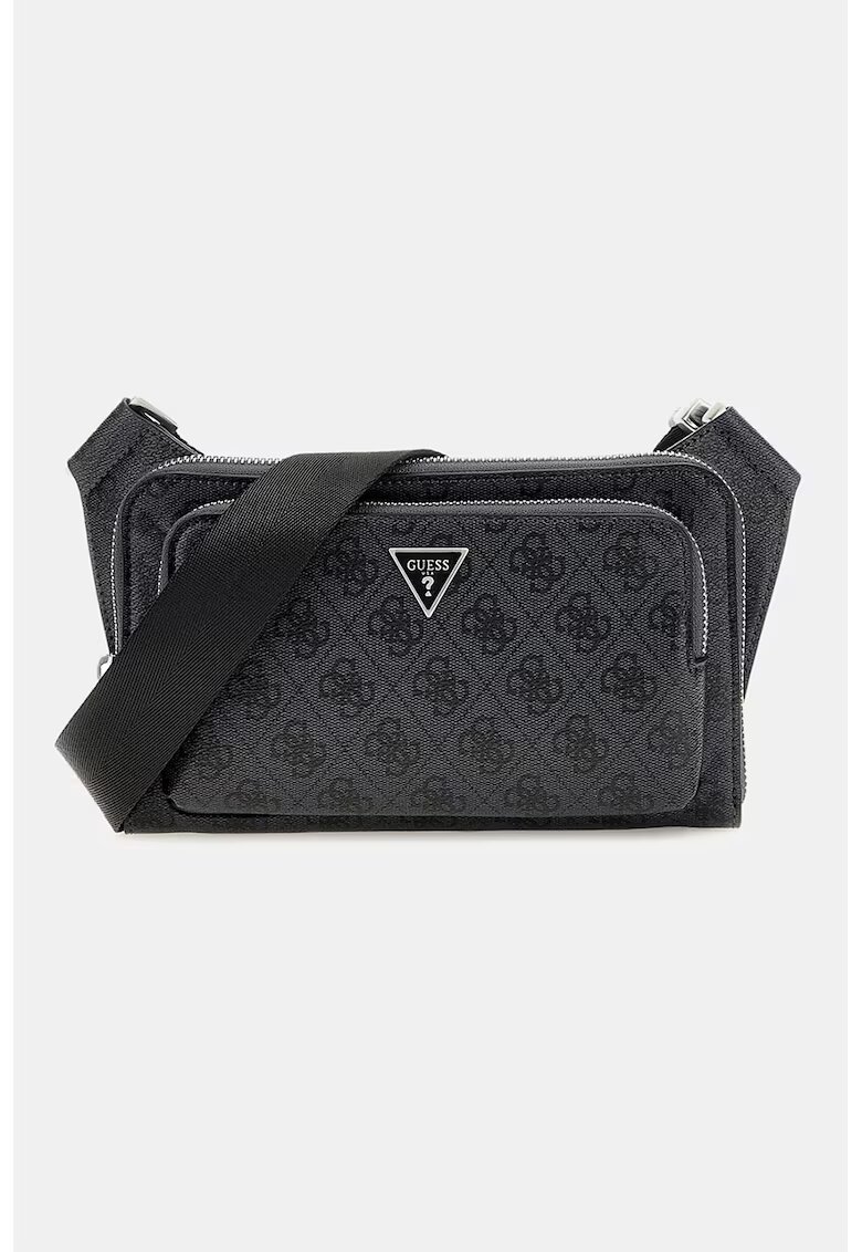 GUESS Borseta din piele ecologica cu model logo - Negru