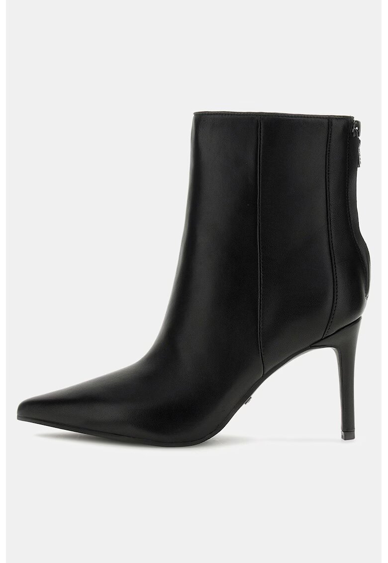 GUESS Botine de piele cu varf ascutit Feyly - Negru