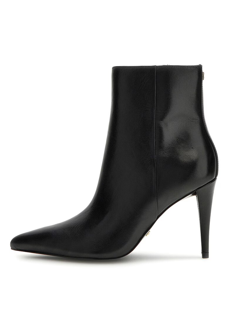 GUESS Botine de piele cu varf ascutit Slinks - Negru