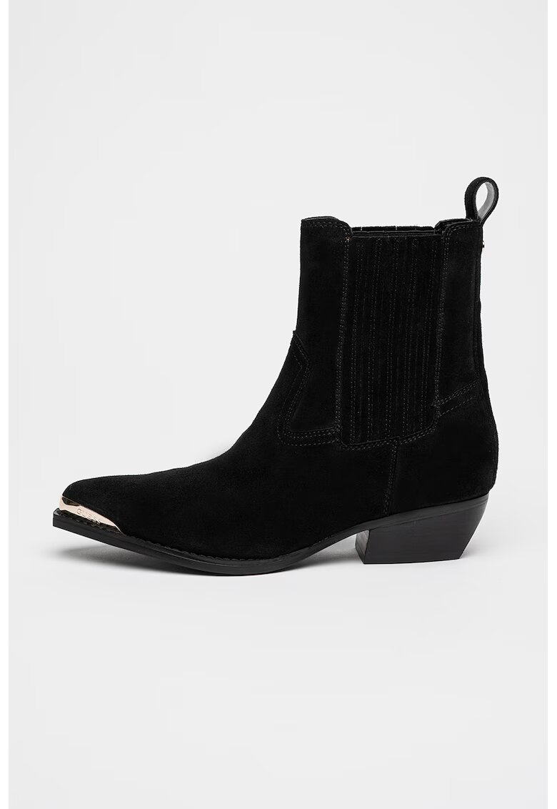 GUESS Botine de piele intoarsa cu toc cubanez Lanna - Negru
