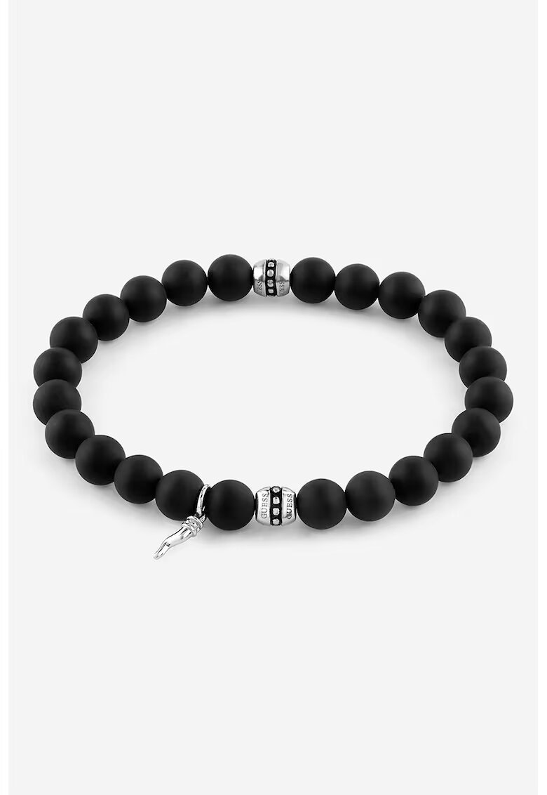 GUESS Bratara cu agate - Negru/Argintiu