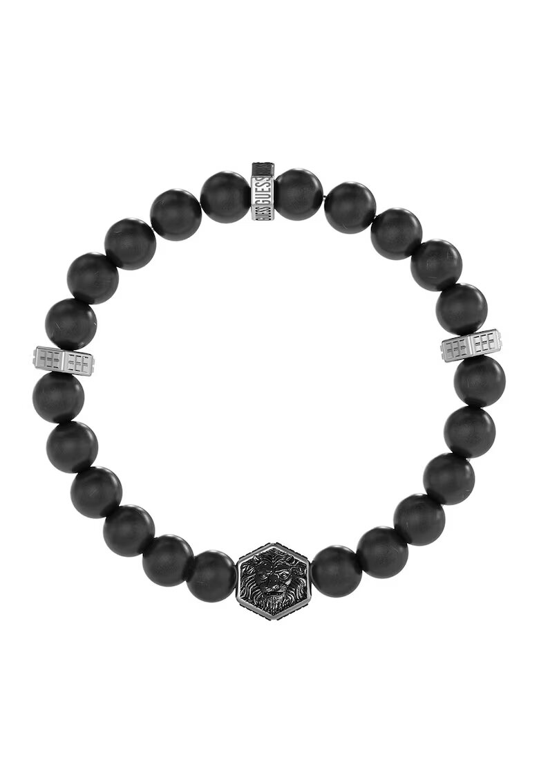 GUESS Bratara cu agate - Negru/Argintiu