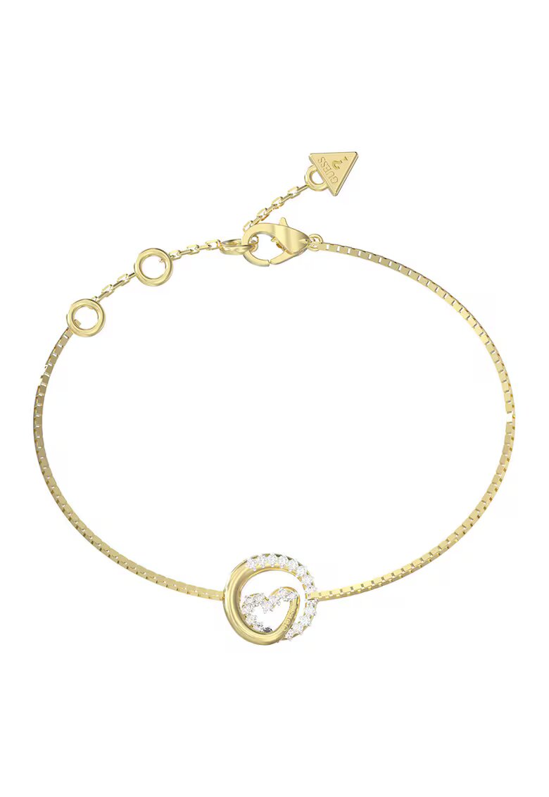 GUESS Bratara din otel inoxidabil cu talisman decorat cu cristale - Auriu