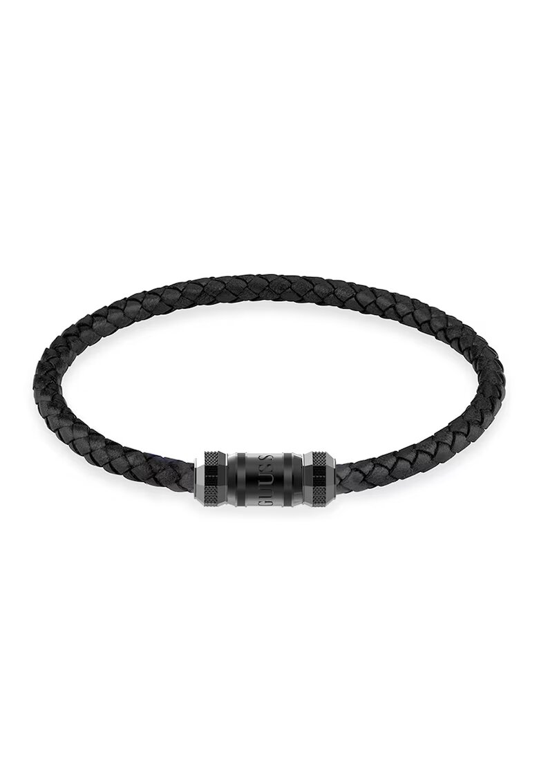GUESS Bratara din piele cu aspect impletit si logo metalic