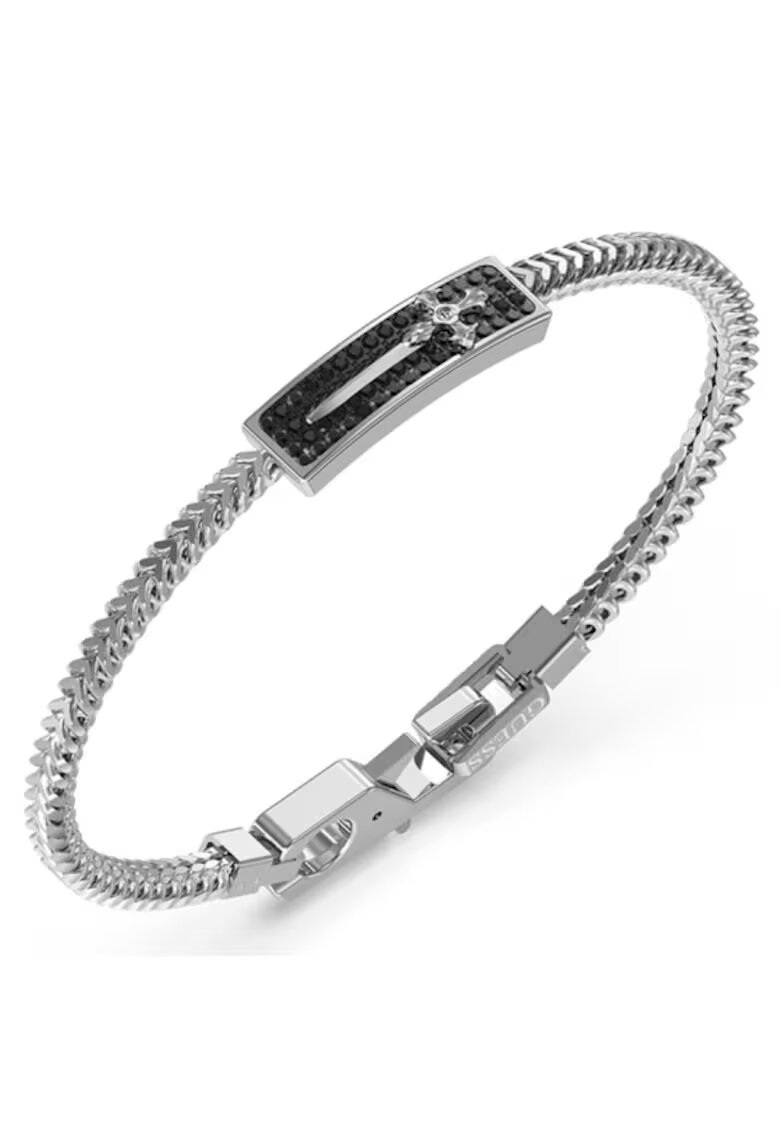GUESS Bratara Rebel Knight cu cristale si cruce JUMB05081JWST - Argintiu