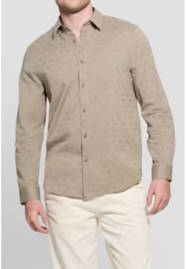 GUESS Camasa barbati - bej - 100% bumbac