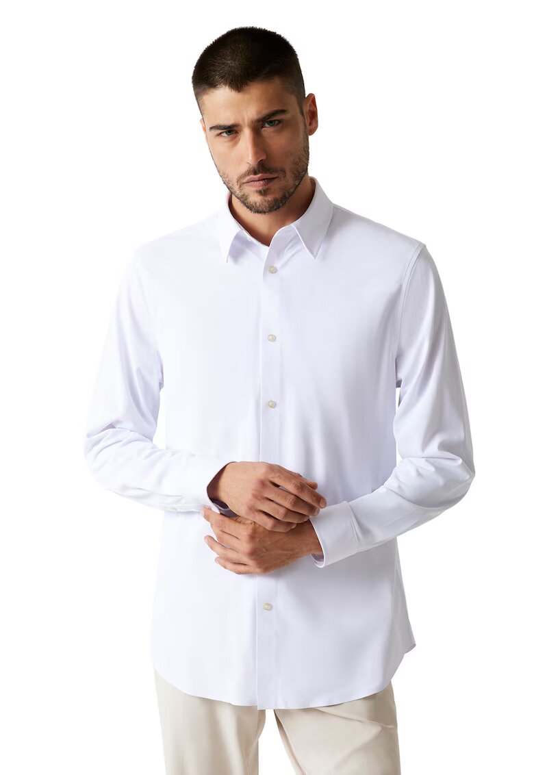 GUESS Camasa cu model uni si maneci lungi - Alb