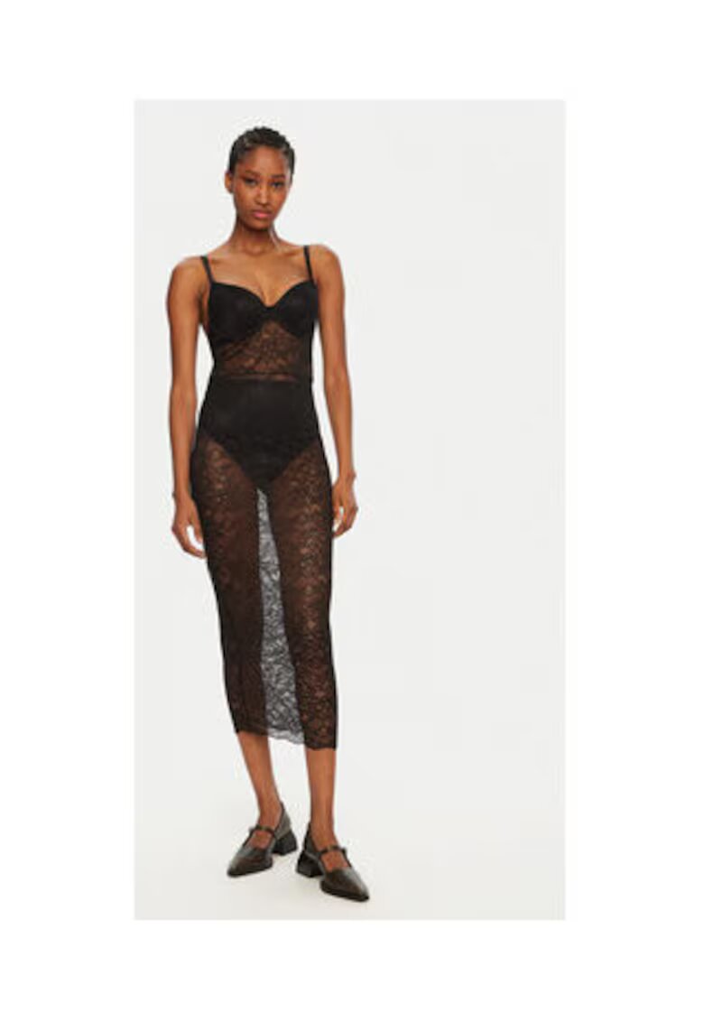 GUESS Camasa de noapte din amestec de bumbac cu model dantelat