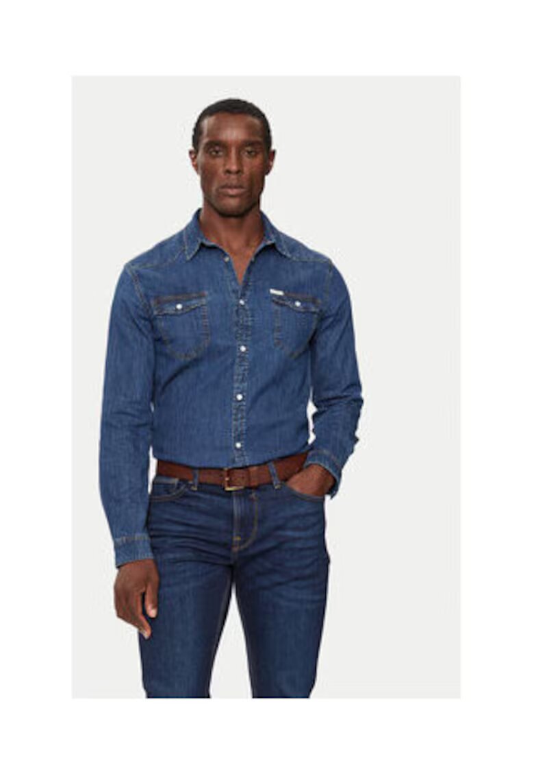 GUESS Camasa din chambray cu buzunare aplicate -