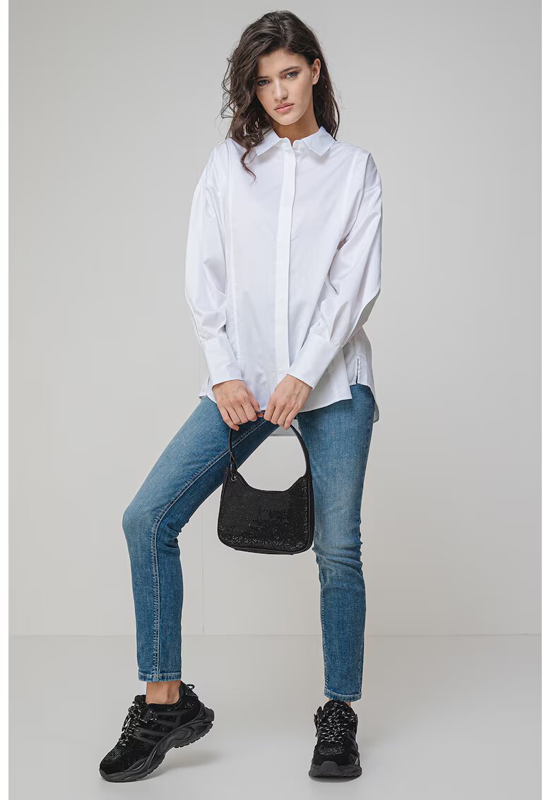 GUESS Camasa relaxed fit cu inchidere ascunsa - Alb