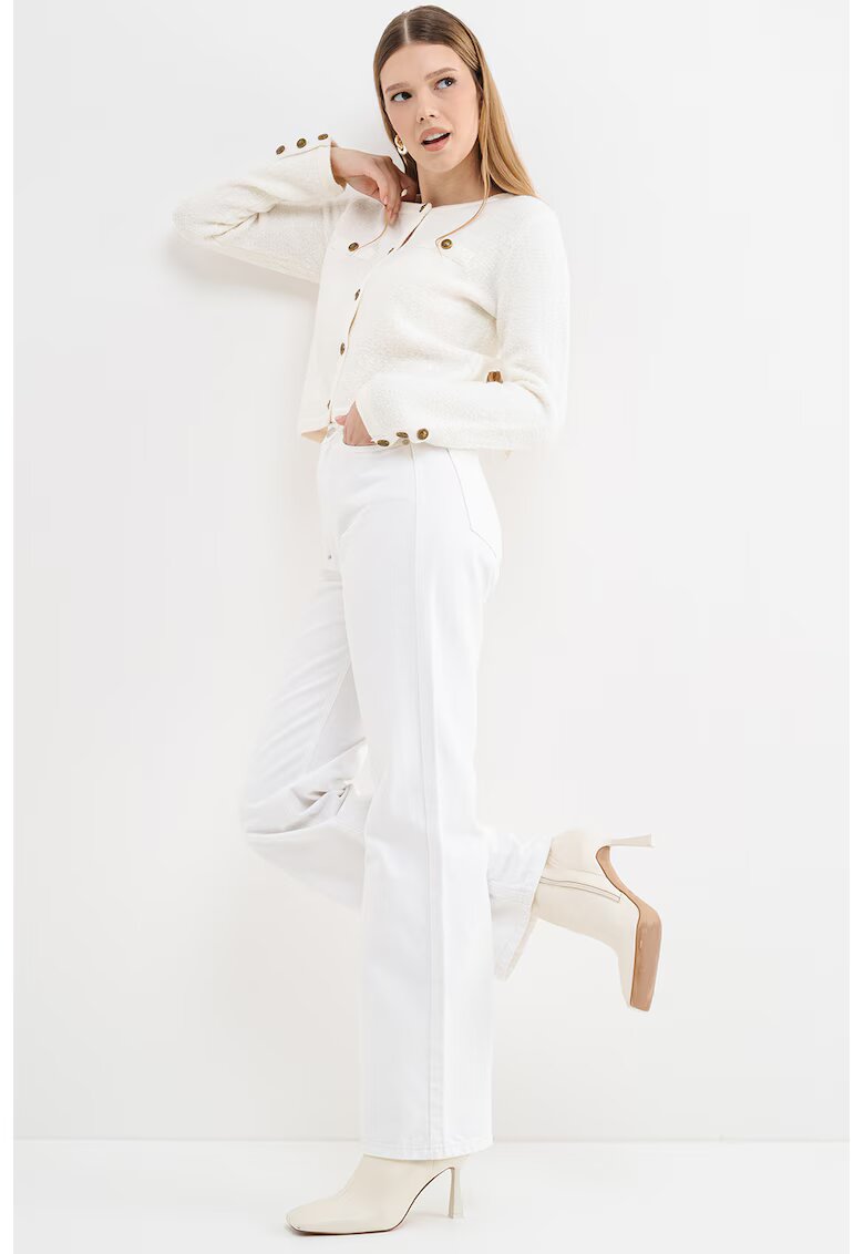 GUESS Cardigan crop cu nasturi - Crem