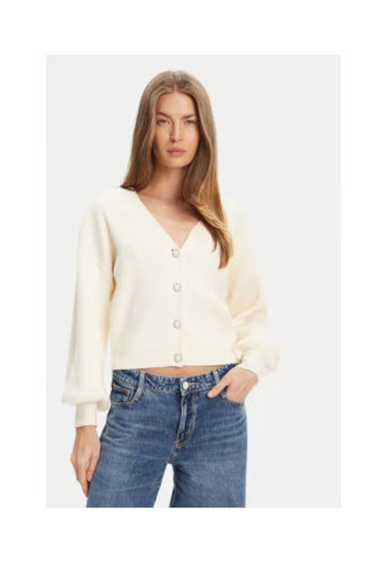GUESS Cardigan striat cu decolteu in V