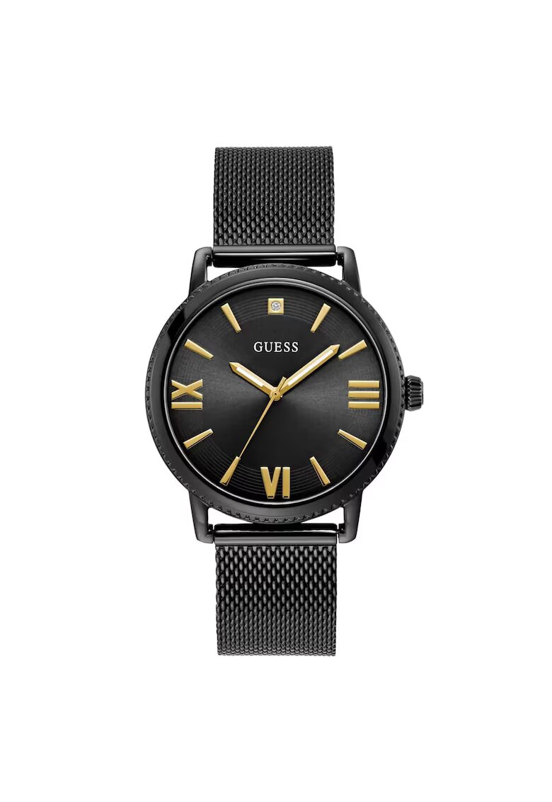 GUESS Ceas barbatesc 42 mm - curea din otel - negru - mecanism quartz - rezistenta la apa 5 ATM