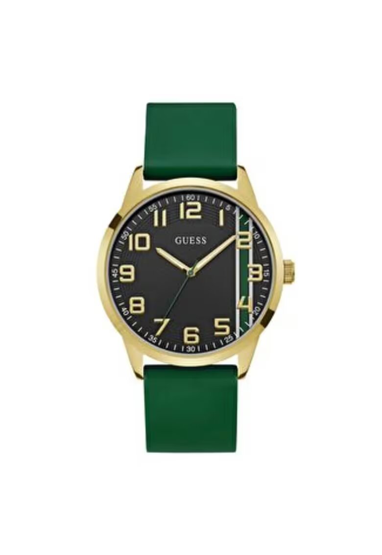 GUESS Ceas barbatesc 44 mm - carcasa din otel - curea din silicon - verde - rezistenta la apa 5 ATM