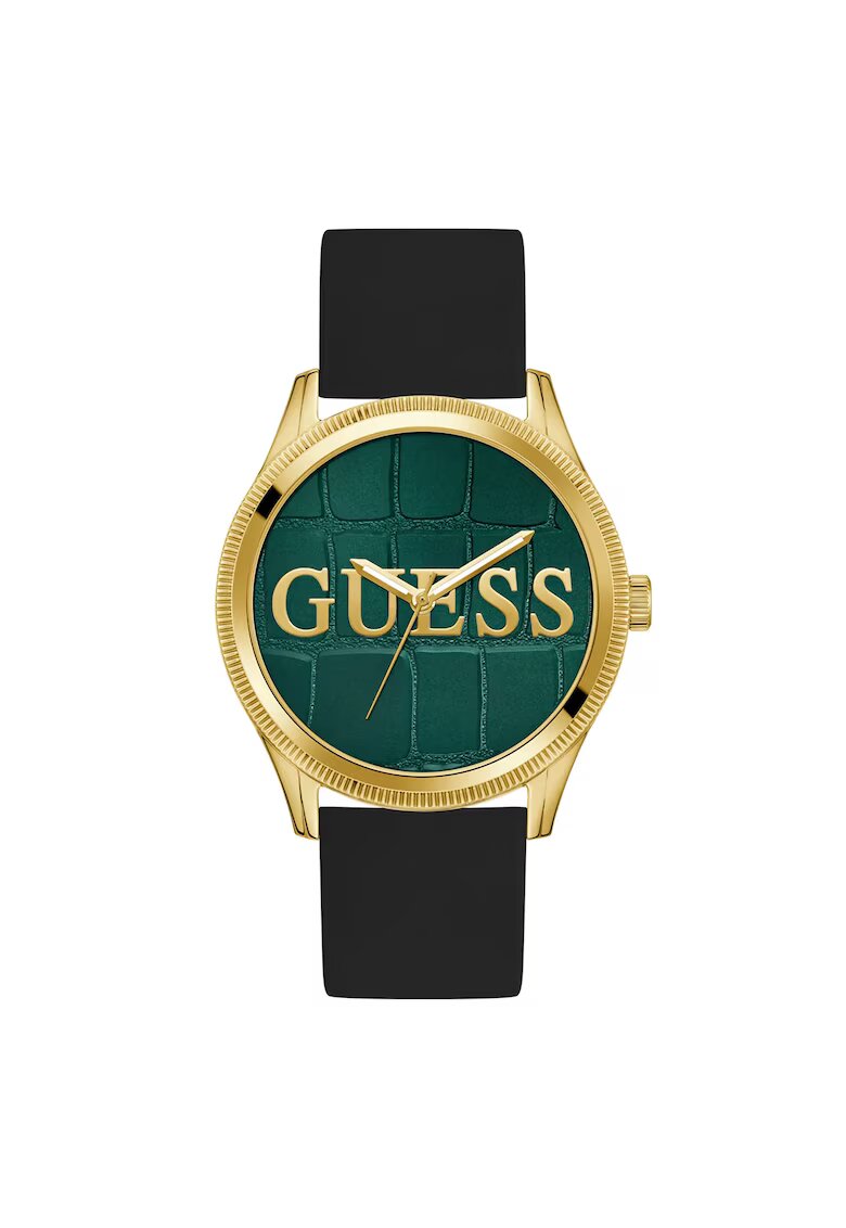 GUESS Ceas barbatesc GW0887G2 - 44mm - curea silicon - carcasa otel - rezistent la apa 3 ATM - negru - auriu
