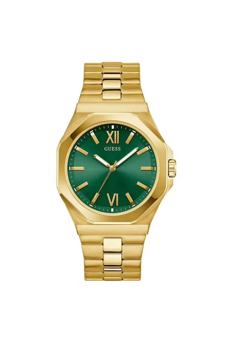 GUESS Ceas barbatesc model GW0849G2 - quartz - 44mm - verde - curea din otel aurie