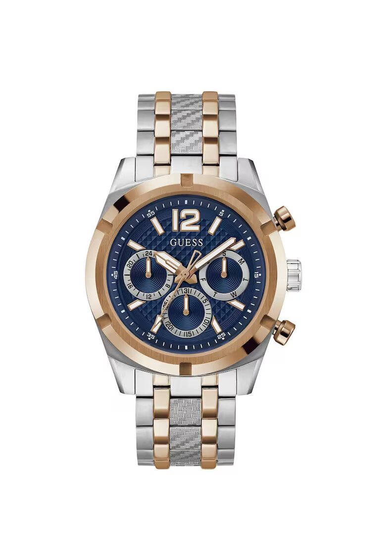 GUESS Ceas Unisex Quartz Argintiu - Cadran Albastru - Rezistent la Apa 5 ATM