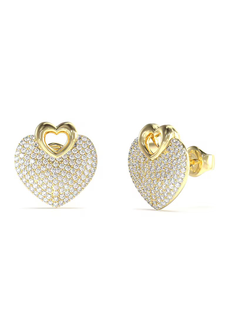 GUESS Cercei de otel inoxidabil cu cristale Heart - Auriu/Transparent