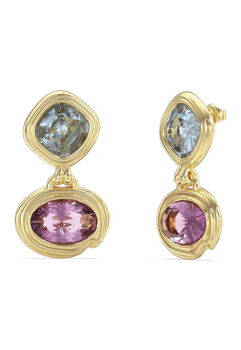 GUESS Cercei dubli cu cristale - Auriu/Fucsia/Albastru glaciar