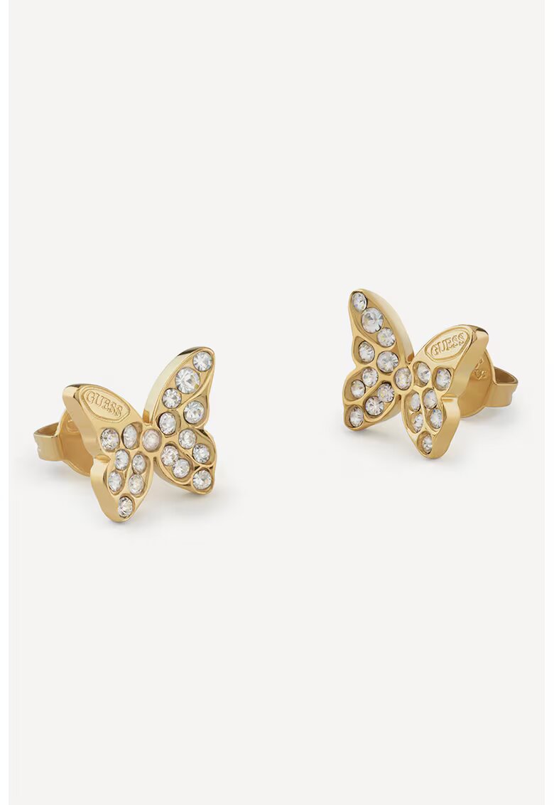 GUESS Cercei in forma de fluture decorati cu cristale - Auriu