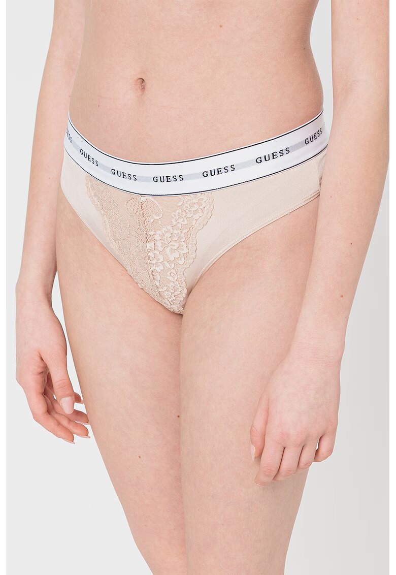 GUESS Chiloti tanga cu banda logo in talie - Piersica