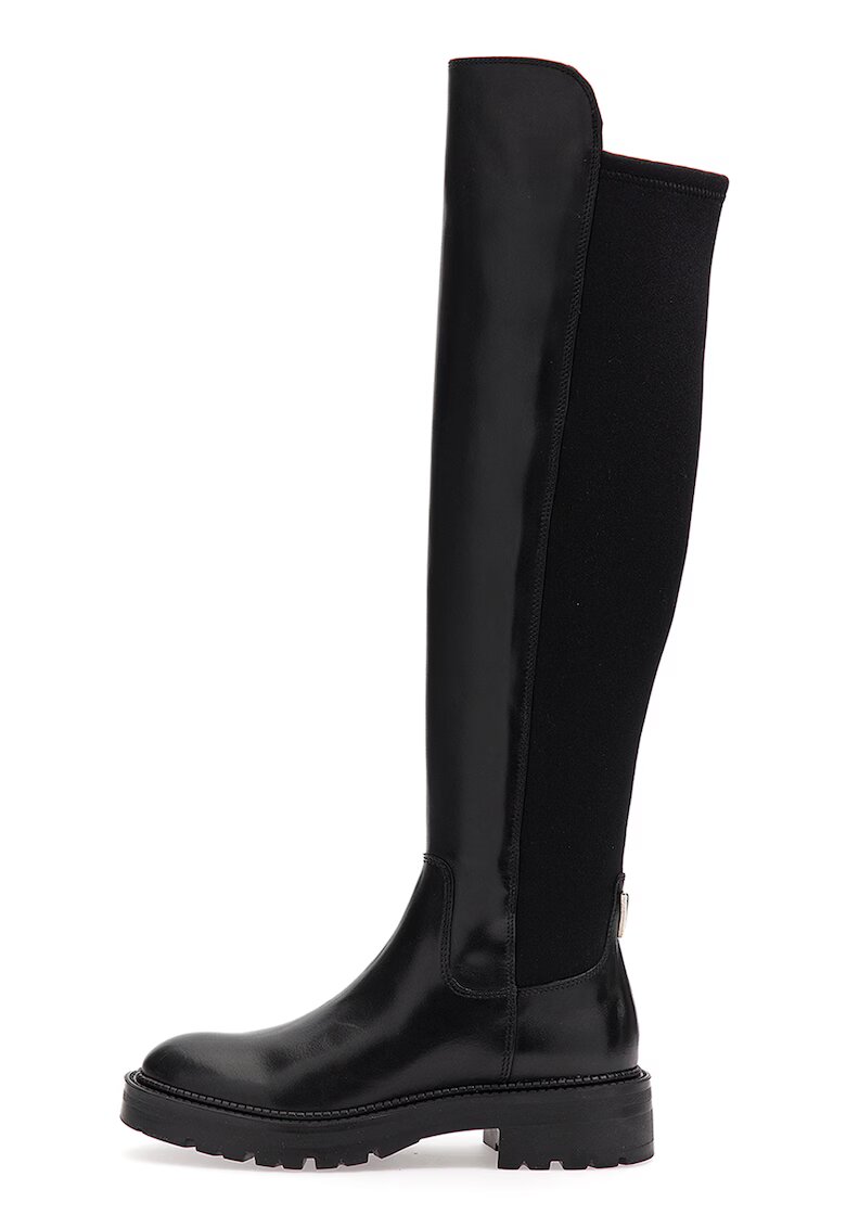 GUESS Cizme lungi peste genunchi din piele cu garnitura din material textil - Negru