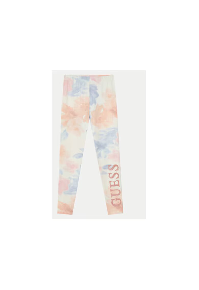 GUESS Colanti din bumbac cu imprimeu tie-dye si logo