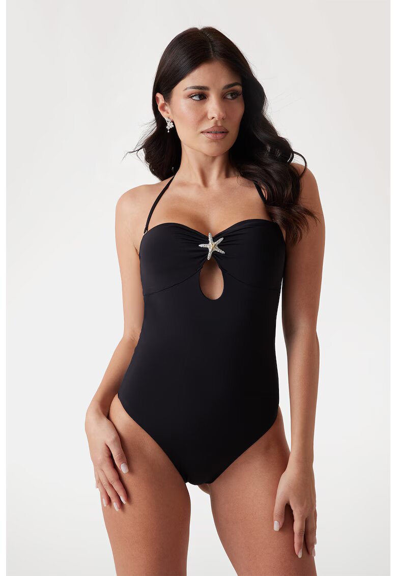 GUESS Costum de baie intreg cu decupaj frontal - Negru