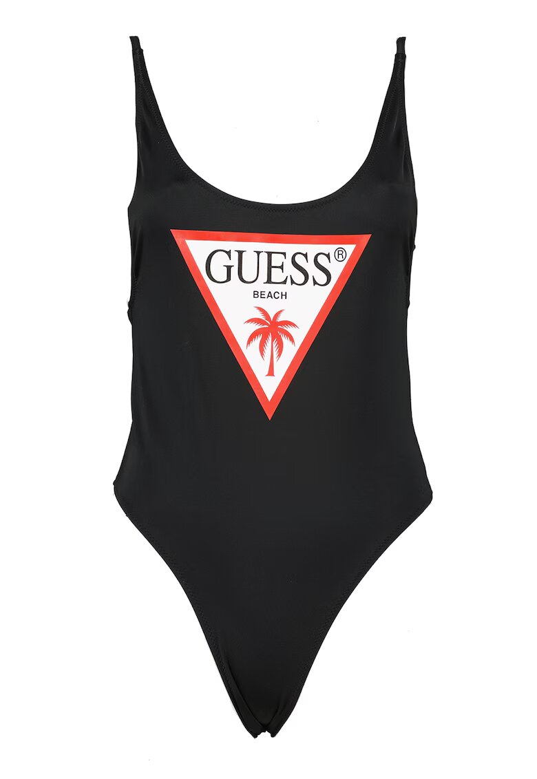GUESS Costum de baie intreg cu imprimeu logo - Negru