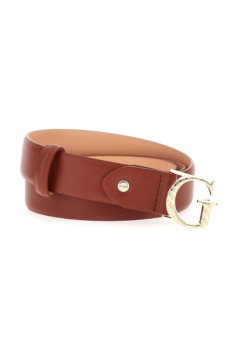 GUESS Curea de piele ecologica cu catarama cu nit - Maro cognac