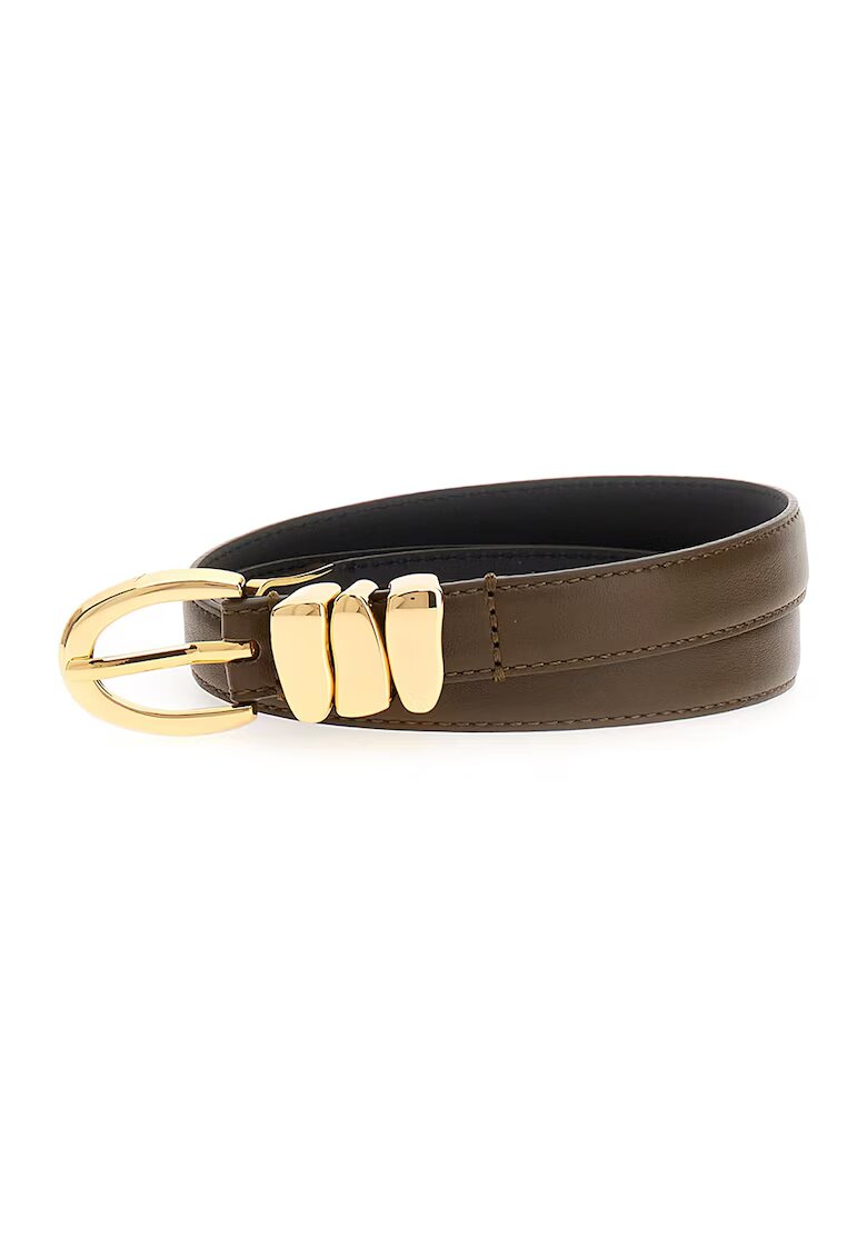 GUESS Curea din piele cu accesoriu metalic - Maro inchis