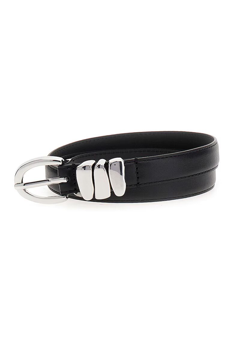 GUESS Curea din piele cu accesoriu metalic - Negru