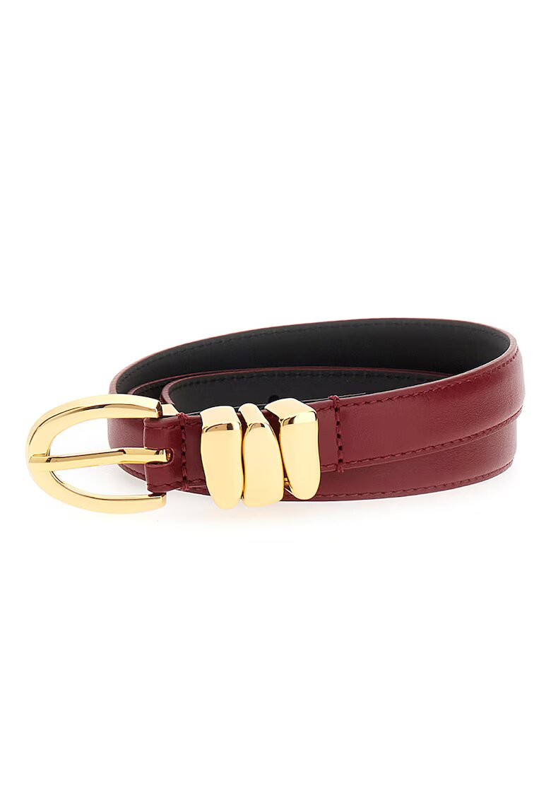 GUESS Curea din piele cu accesoriu metalic - Visiniu
