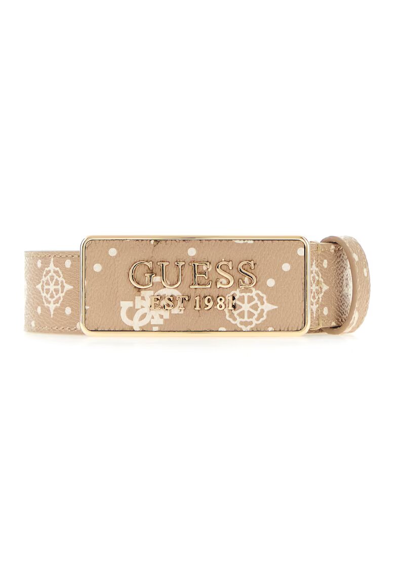GUESS Curea din piele ecologica cu model Carrie - Alb/Bej inchis